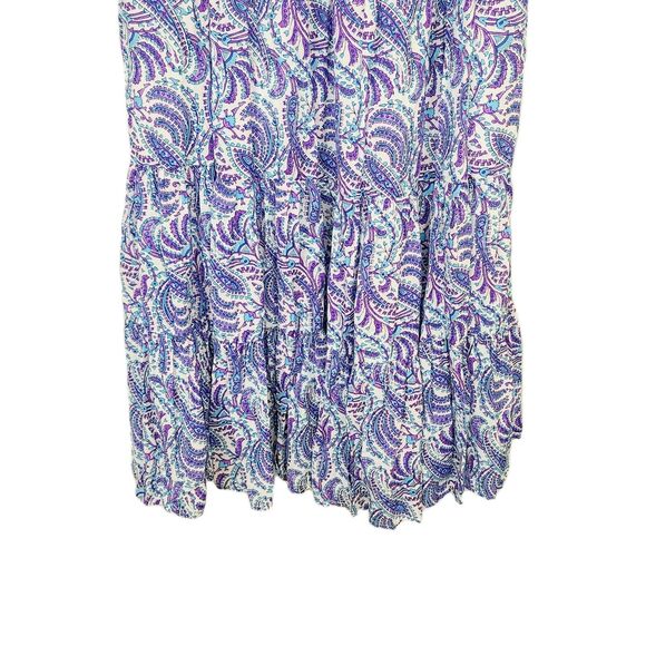 J. Crew Dress M Purple Blue Paisley Tiered Sleeveless A-Line Maxi Sundress - Picture 3 of 11